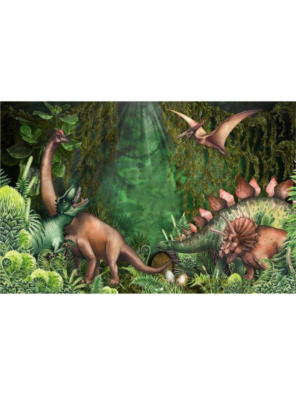 Kate Backdrop Wooden Dinosaur Jungle Background Wrinkle Free Washable 5' x 7'